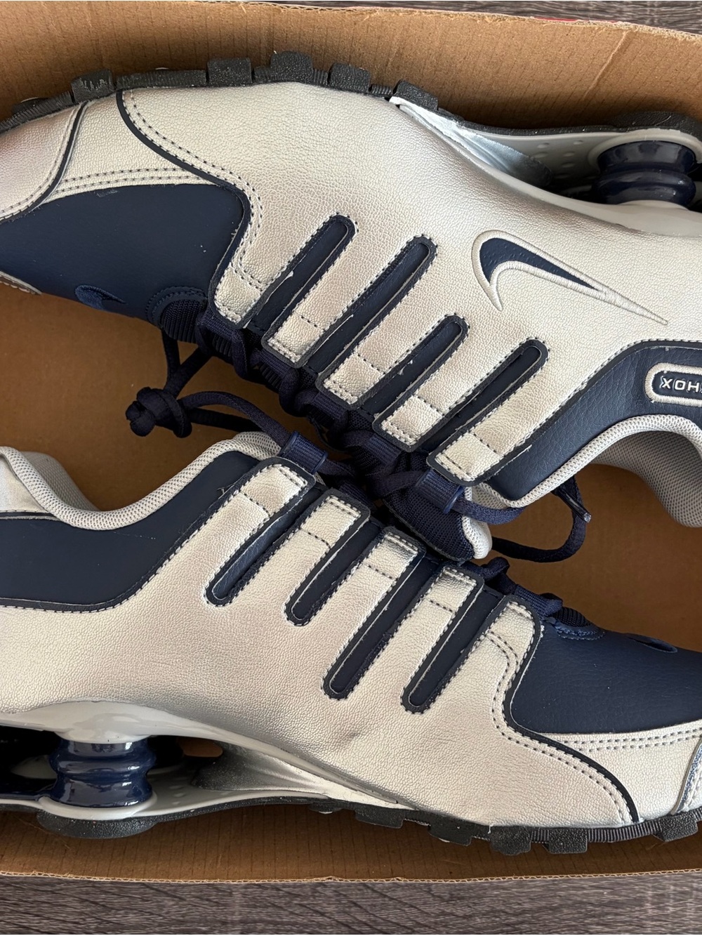 Men's Size 9.5 Nike Shox NZ Navy Metallic Silver Shoes - Picture 7 of 7